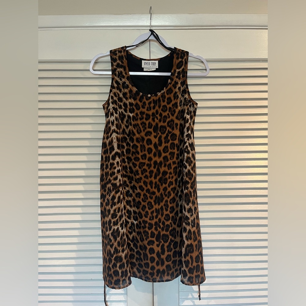 Vintage 90s Leopard Print mini shift dress Byer Too! Size 5